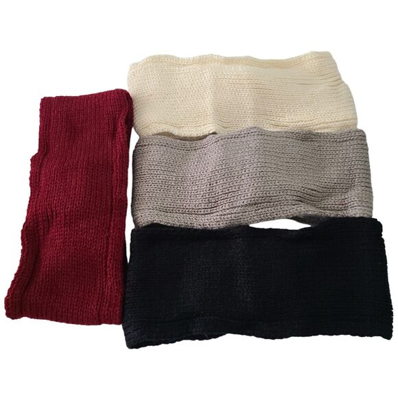 4 Pcs Winter Plush Fleece Knit Headbands for Women Elastic Bow Pearl Headwear - Picture 5 of 5